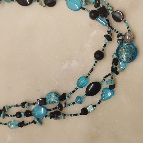 BOGO! Turquoise Colorful 3 Strand Beaded Necklace - Picture 5 of 8
